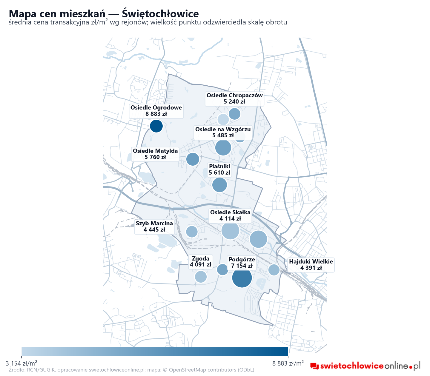 Mapa cen mieszkań - Świętochłowice