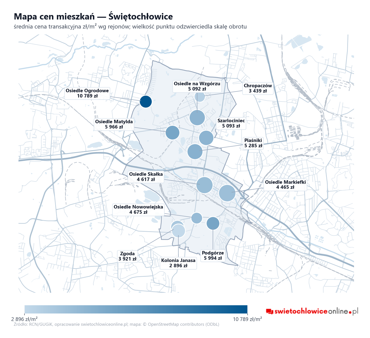 Mapa cen mieszkań - Świętochłowice