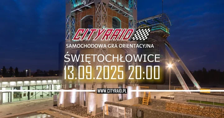 Obrazek przedstawia grafikę promocyjną wydarzenia Samochodowa gra na orientację CITYRAID w Świętochłowicach