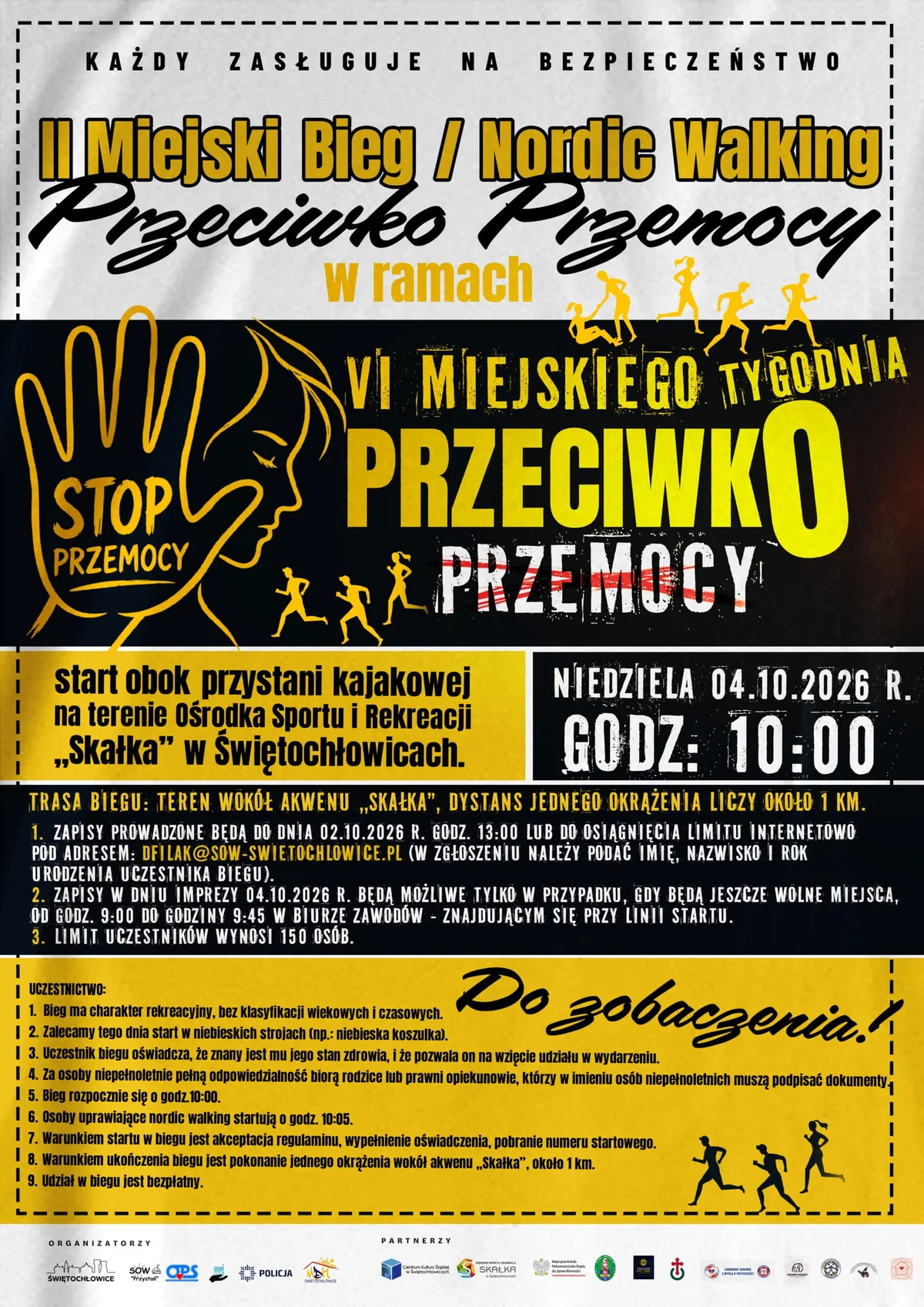 Grafika promocyjna wydarzenia Drugi Miejski Bieg / Nordic Walking Przeciwko Przemocy