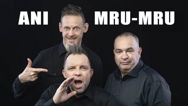 Grafika promocyjna wydarzenia Kabaret ANI MRU-MRU w Świętochłowicach — „Mniej więcej” (13 marca 2026)