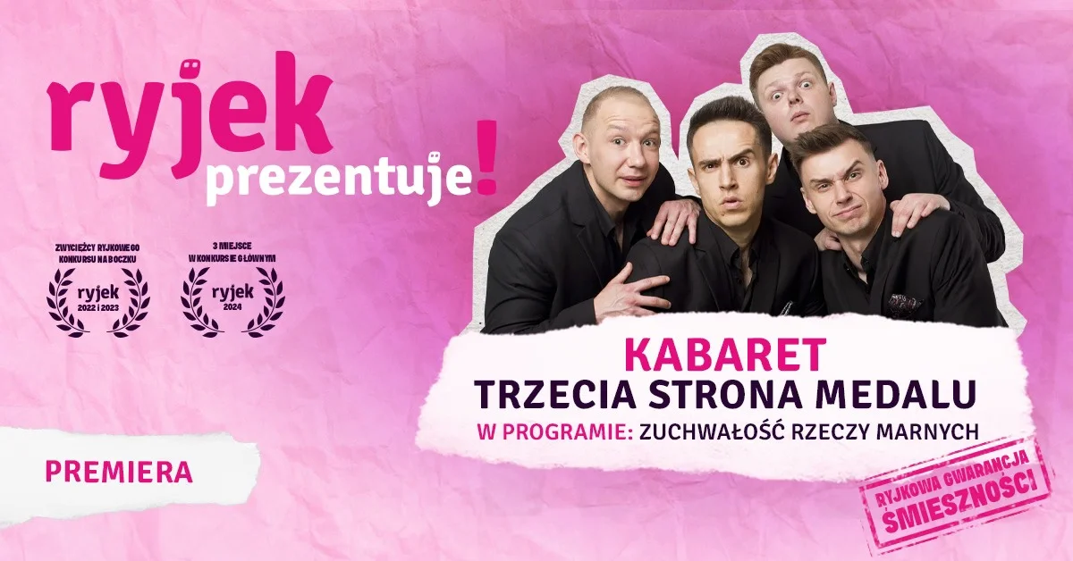 Grafika promocyjna wydarzenia Kabaret Trzecia Strona Medalu wystąpi w Świętochłowicach