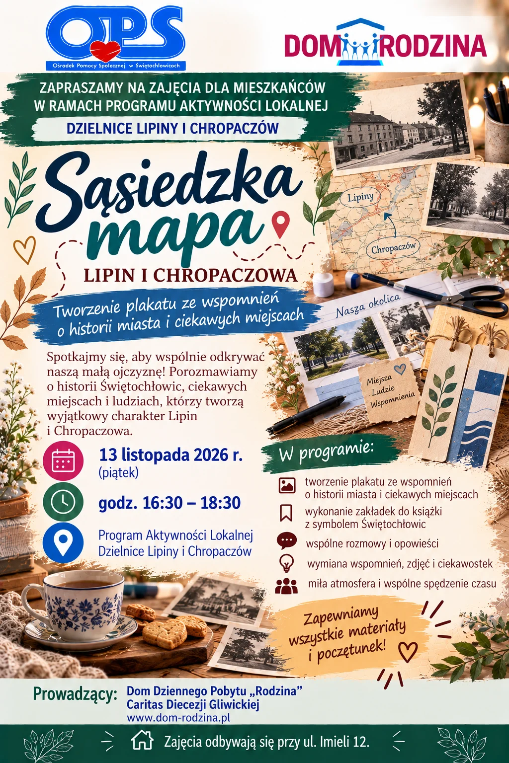 Grafika promocyjna wydarzenia Sąsiedzka mapa Lipin i Chropaczowa w Świętochłowicach