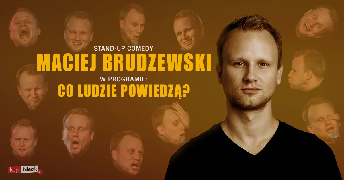 Grafika promocyjna wydarzenia Stand-up Macieja Brudzewskiego w Świętochłowicach