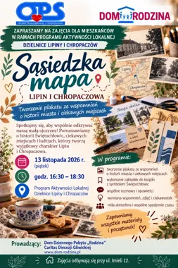 Grafika promocyjna wydarzenia Sąsiedzka mapa Lipin i Chropaczowa w Świętochłowicach