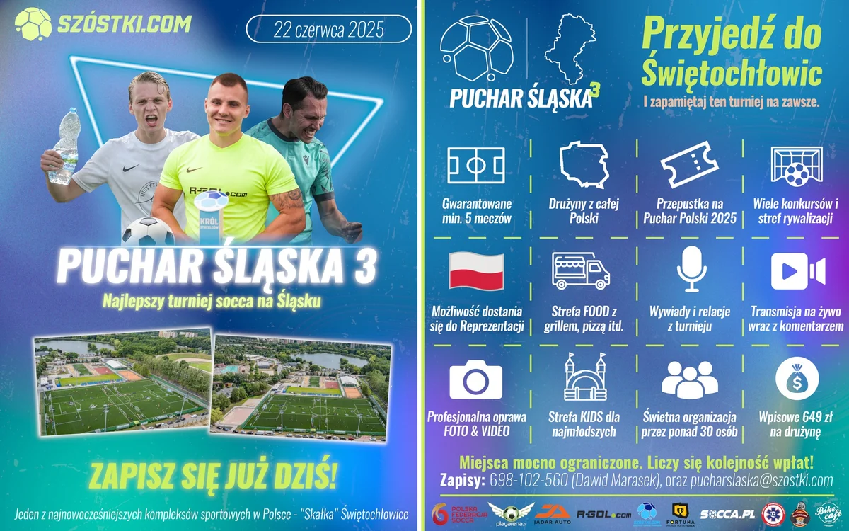 Grafika promocyjna wydarzenia Turniej piłkarski Puchar Śląska 2025 w Świętochłowicach