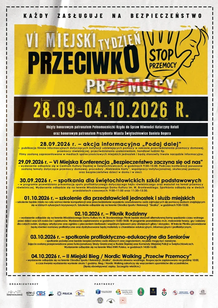 Siedem dni przeciwko przemocy w Świętochłowicach. Będzie piknik i bieg