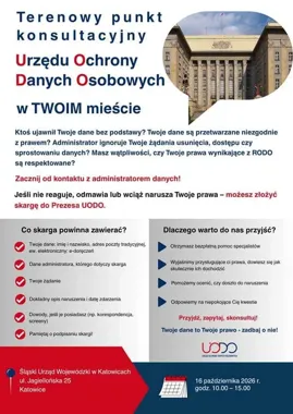 Bez opłat i bez zapisów. W Katowicach eksperci UODO pomogą w sprawach RODO