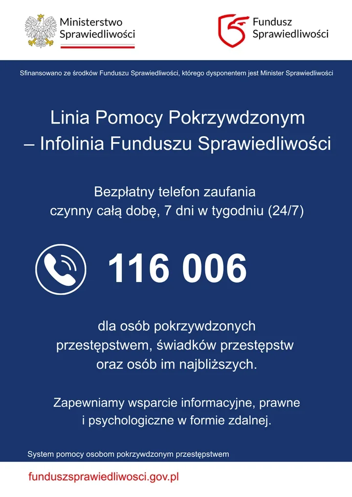 Całodobowa pomoc dla pokrzywdzonych - działa także w Świętochłowicach